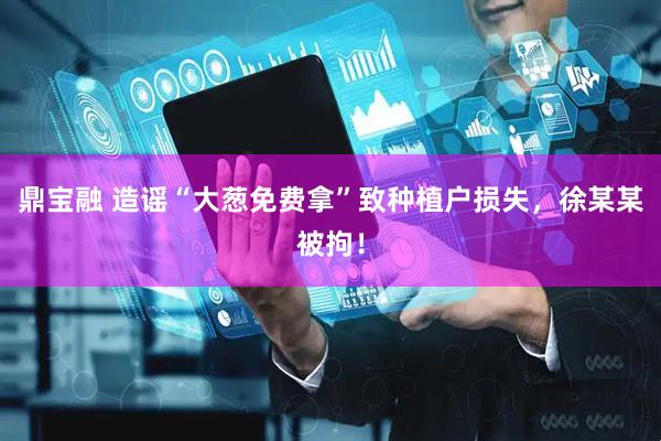 鼎宝融 造谣“大葱免费拿”致种植户损失，徐某某被拘！