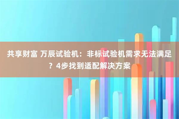 共享财富 万辰试验机：非标试验机需求无法满足？4步找到适配解决方案